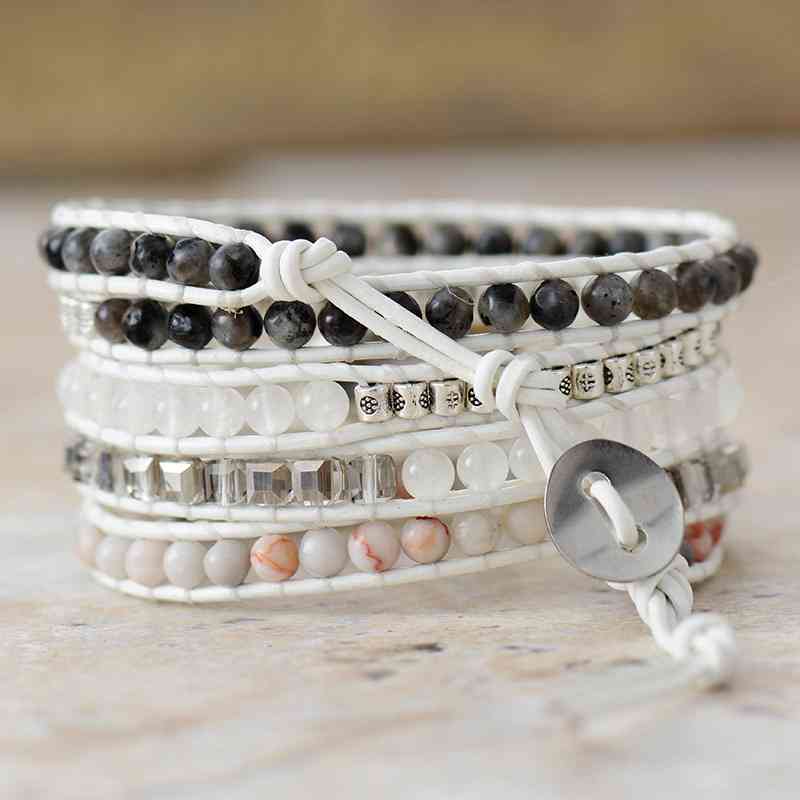 natural stone layered bracelet