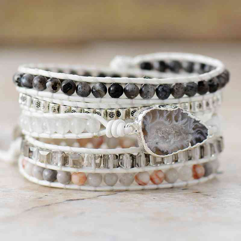 natural stone layered bracelet