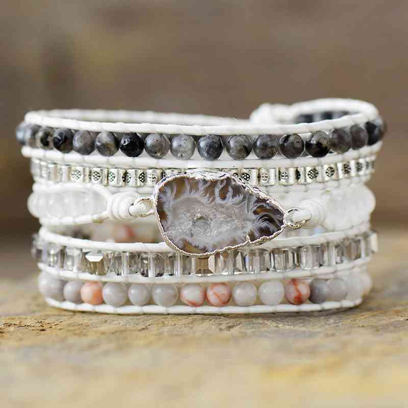 natural stone layered bracelet