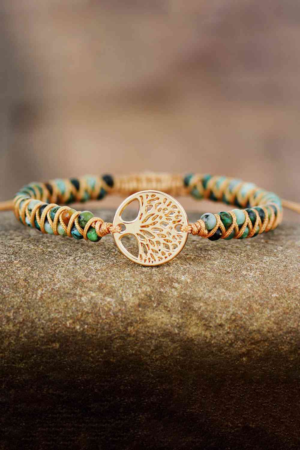 beaded copper tree bracelet