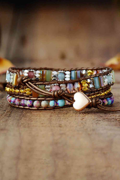 crystal beaded natural stone bracelet
