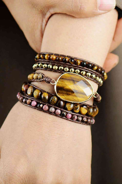 natural stone layered bracelet