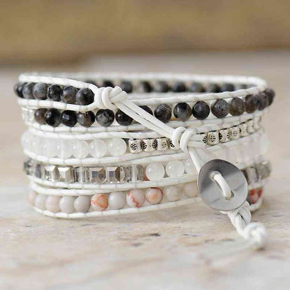 natural stone layered bracelet