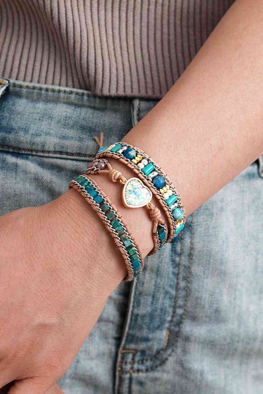 heart bead layered bracelet