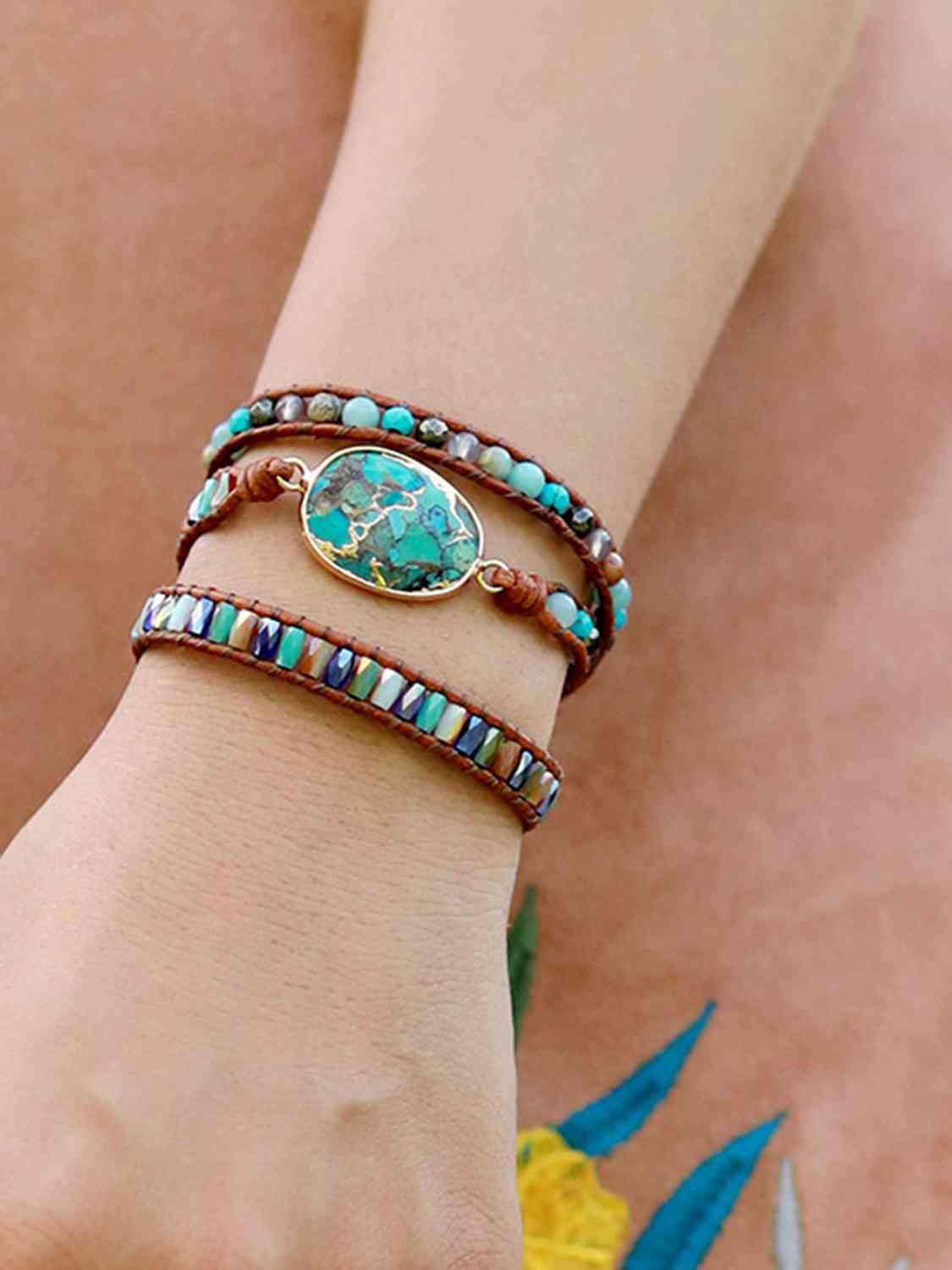 triple-layer natural stone bracelet