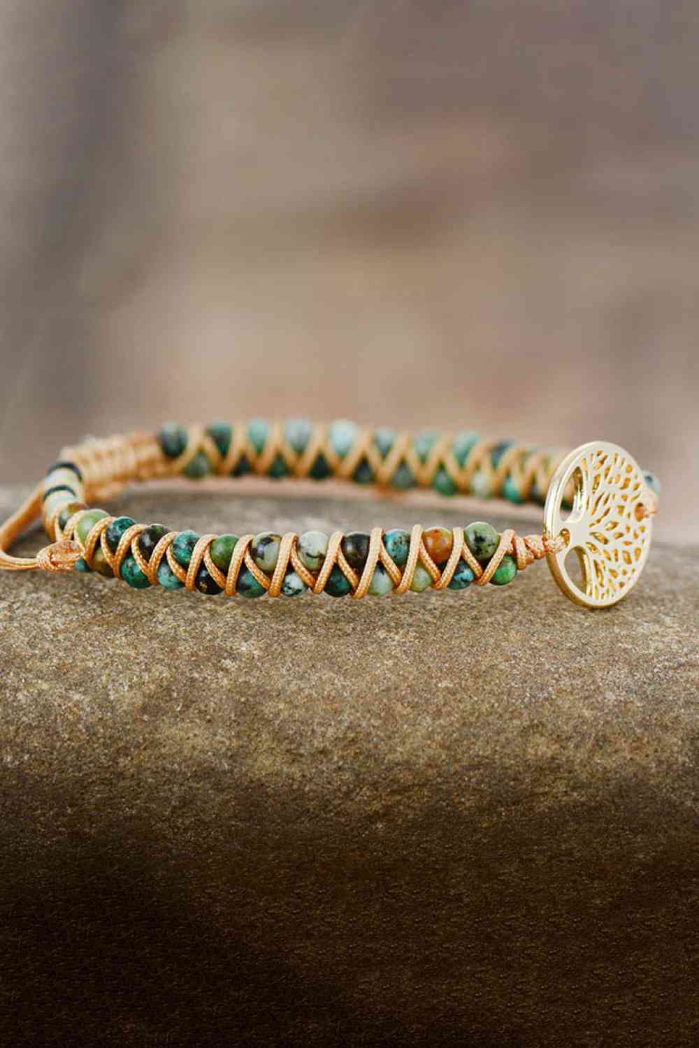 beaded copper tree bracelet