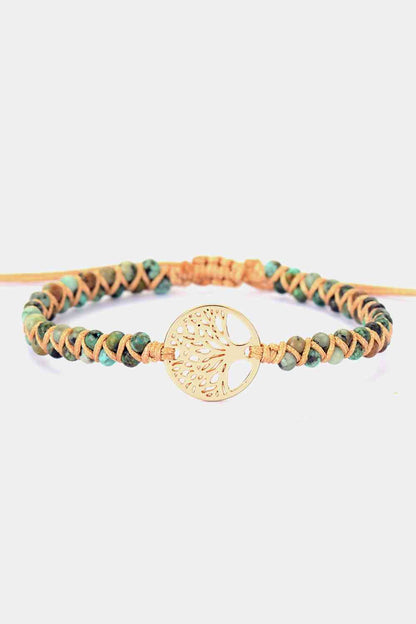beaded copper tree bracelet