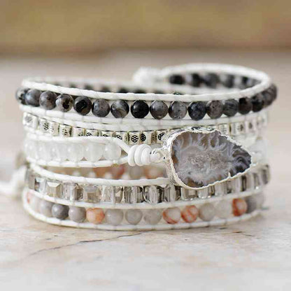natural stone layered bracelet