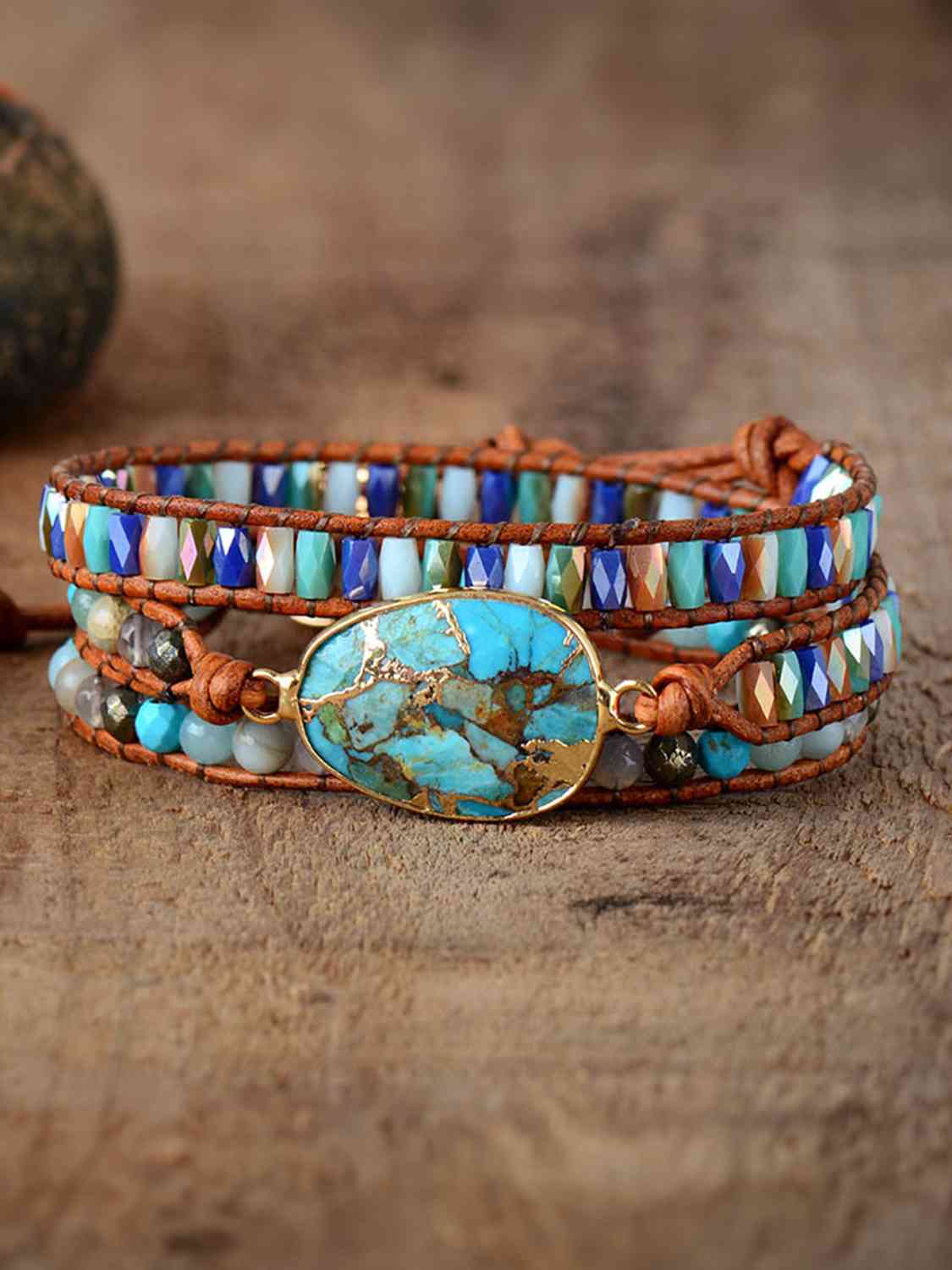triple-layer natural stone bracelet