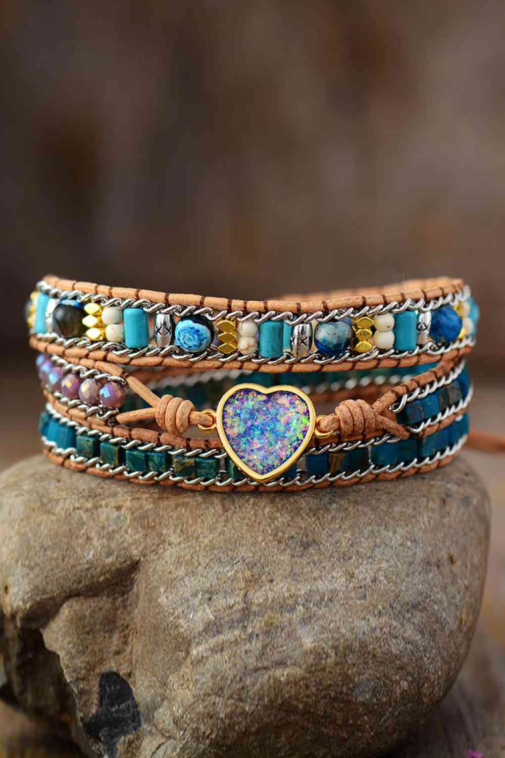 heart bead layered bracelet