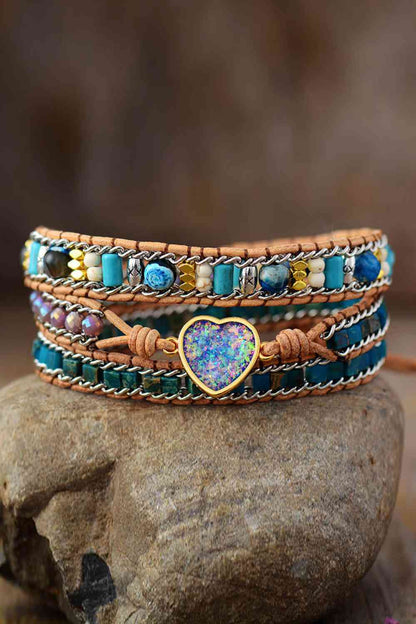 heart bead layered bracelet