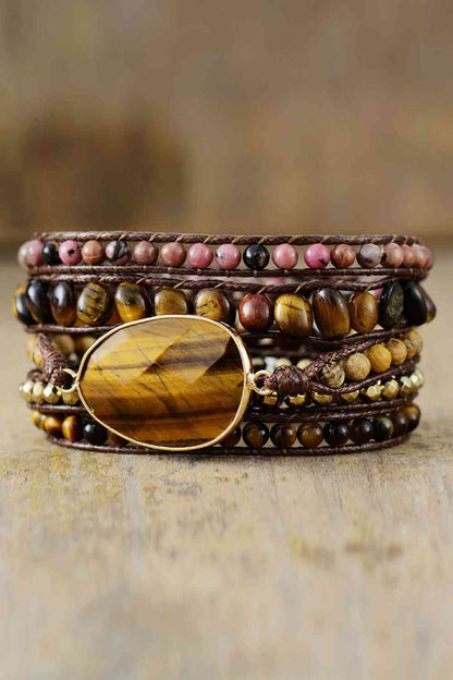 natural stone layered bracelet